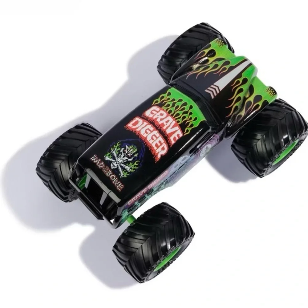 Black and Green Monster Jam Grave Digger Toy Truck with Oversized Wheels